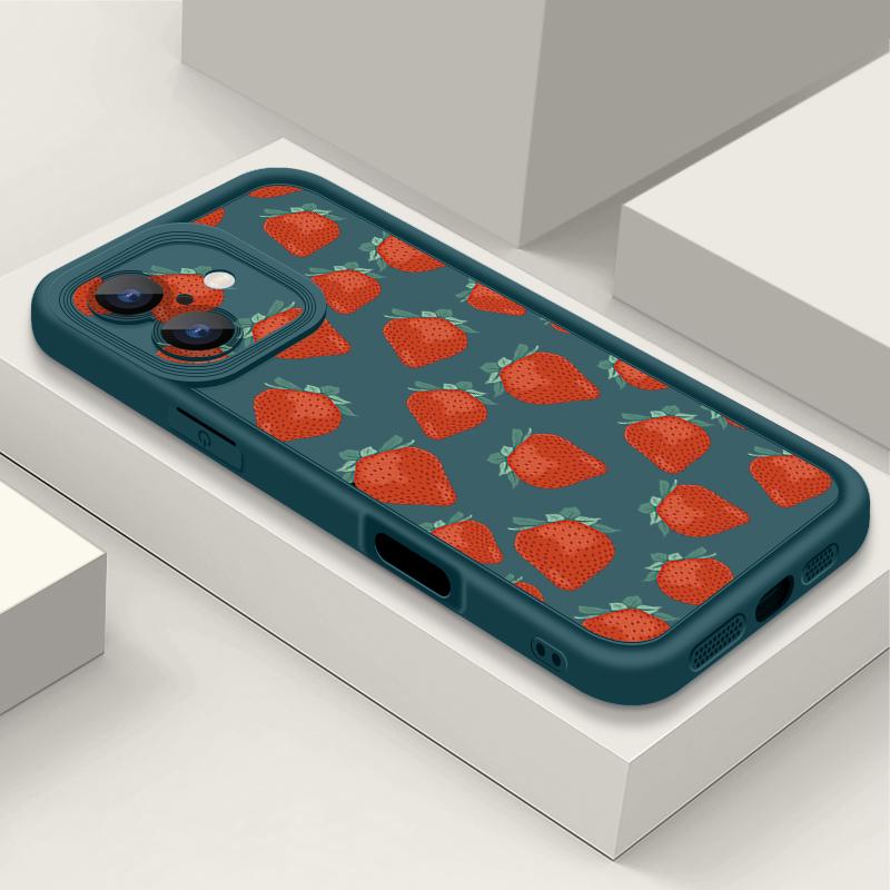 Luxury Fruits Pattern Phone Case For iPhone 16 16e 15 14 13 12 Pro Max Plus 11 Clear TPU Shockproof Cover