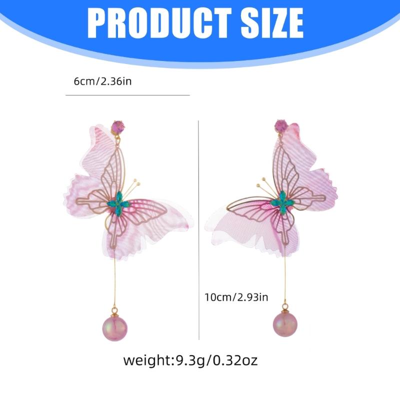 Sparkling Butterfly Drop Earrings Pendant Alloy Jewelry For