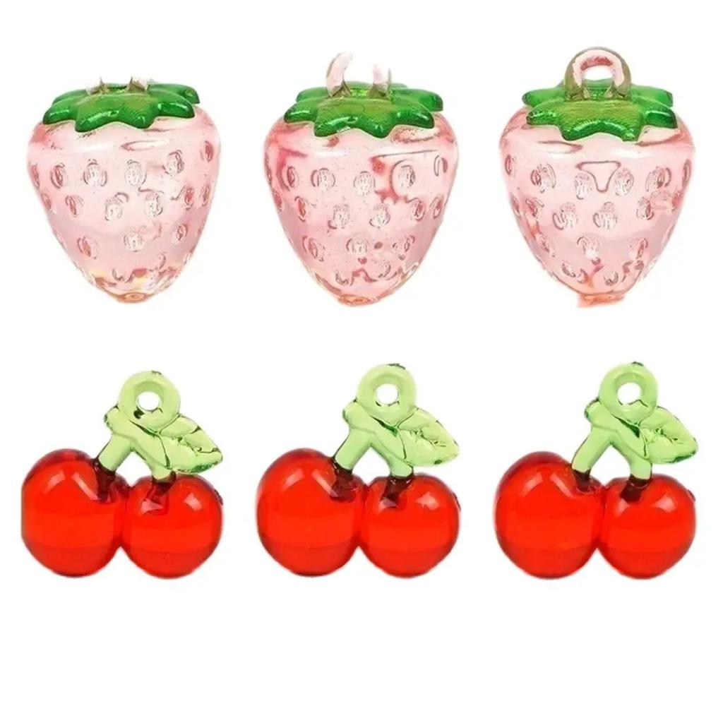 CH57 5Pcs Acrylic Fruit Strawberry Beads Beautiful Beads Transparent Handmade Diy Necklace Jewelry Handmade Beads Accessories