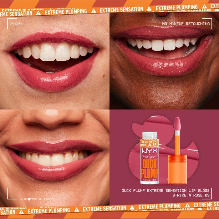 NYX Professional Makeup Plumping Gloss - Strike A Rose Lip Lacquer - Highly Pigmented and Ultra-shiny