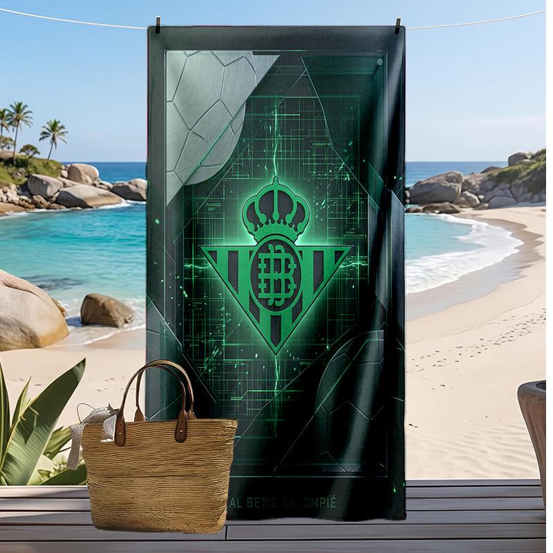 Real Betis Football Print Beach Towel, Large Soft Quick Dry Towel for Beach Camping Swimming