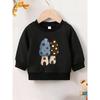 European Size Cute Mushroom Print  Spring Lightweight Round Neck Sweatshirt, Comfortable Outdoor Wear Choice for 0-3 Years Old