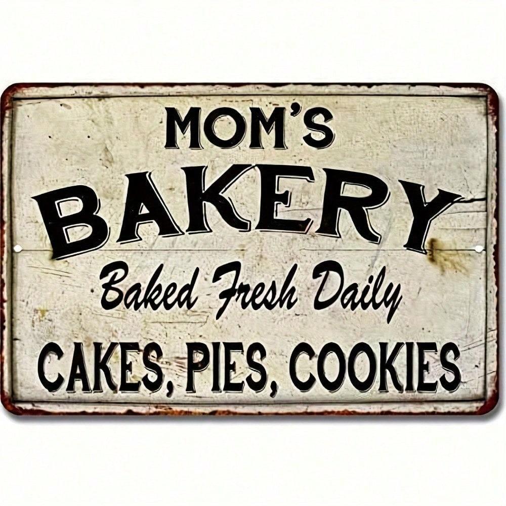 1pc Vintage Metal Bakery Sign 8x12in Funny Mom Gift Rustic Kitchen Wall Decor
