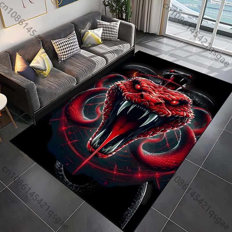 

1PC Red and black snake design Print Carpet Rug for Living Room Bedroom Sofa Doormat Home Decor Non-slip Floor Mat 40cm x 60cm