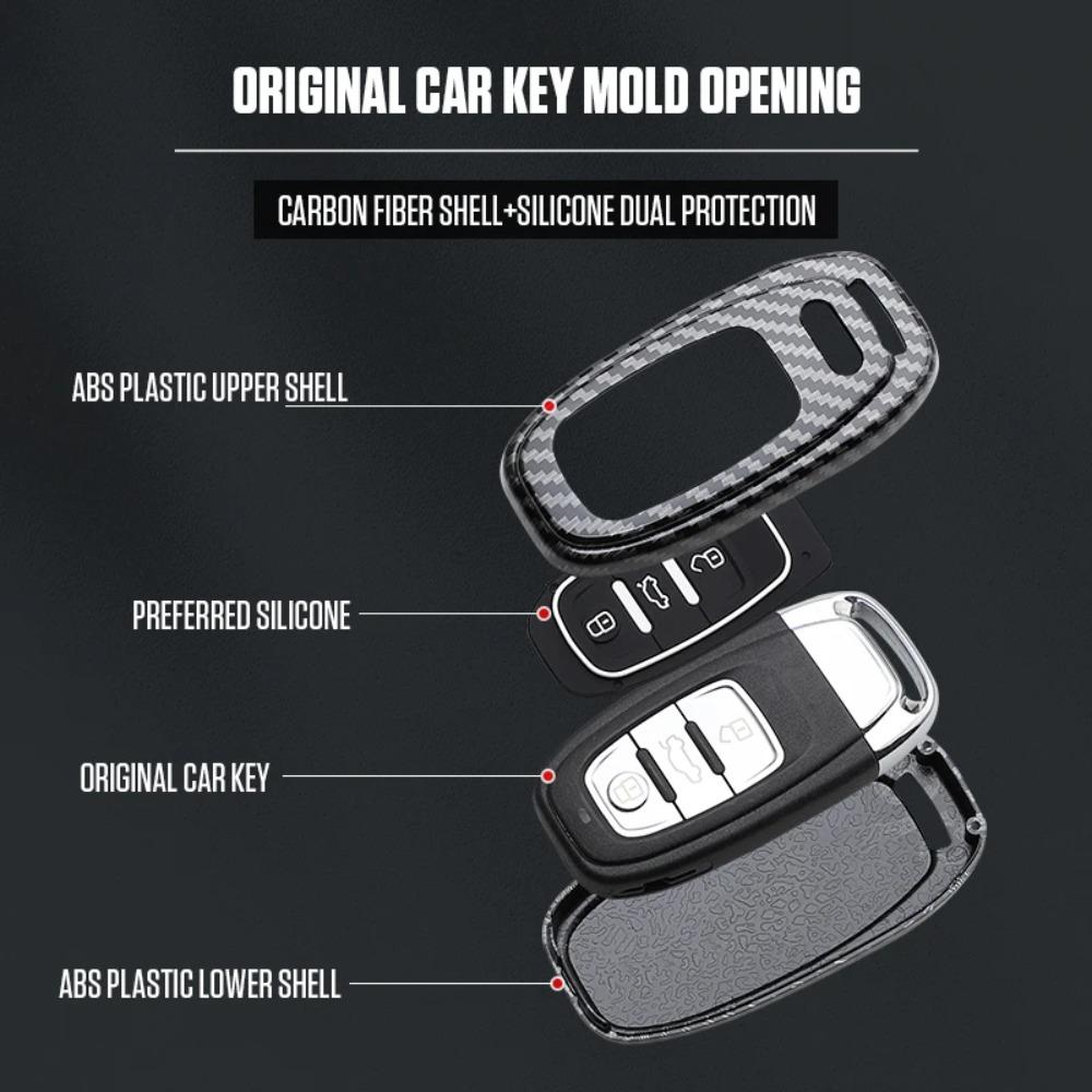 ABS Carbon Autoschlüssel Etui Hülle Tasche Schale Q8 RSQ8 A6 C8 S6 RS6 A7 S7 RS7 A3 8Y A8 D5 4N RS E-tron GT Q4 Q7 4M Zubehör