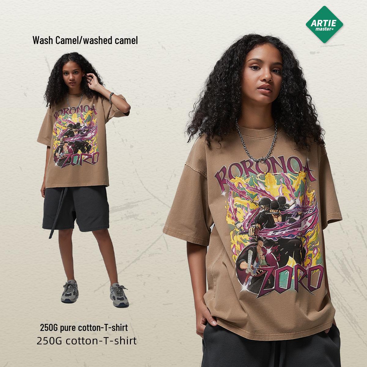 

ARTIE Мужская футболка с короткими рукавами в стиле ретро с выстиранным белым чернильным принтом | Коллекция моды 2024 года L