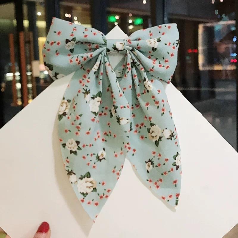 1 artistic style big bow hair clip Female small floral fresh bow back head duck beak clip hair clip
