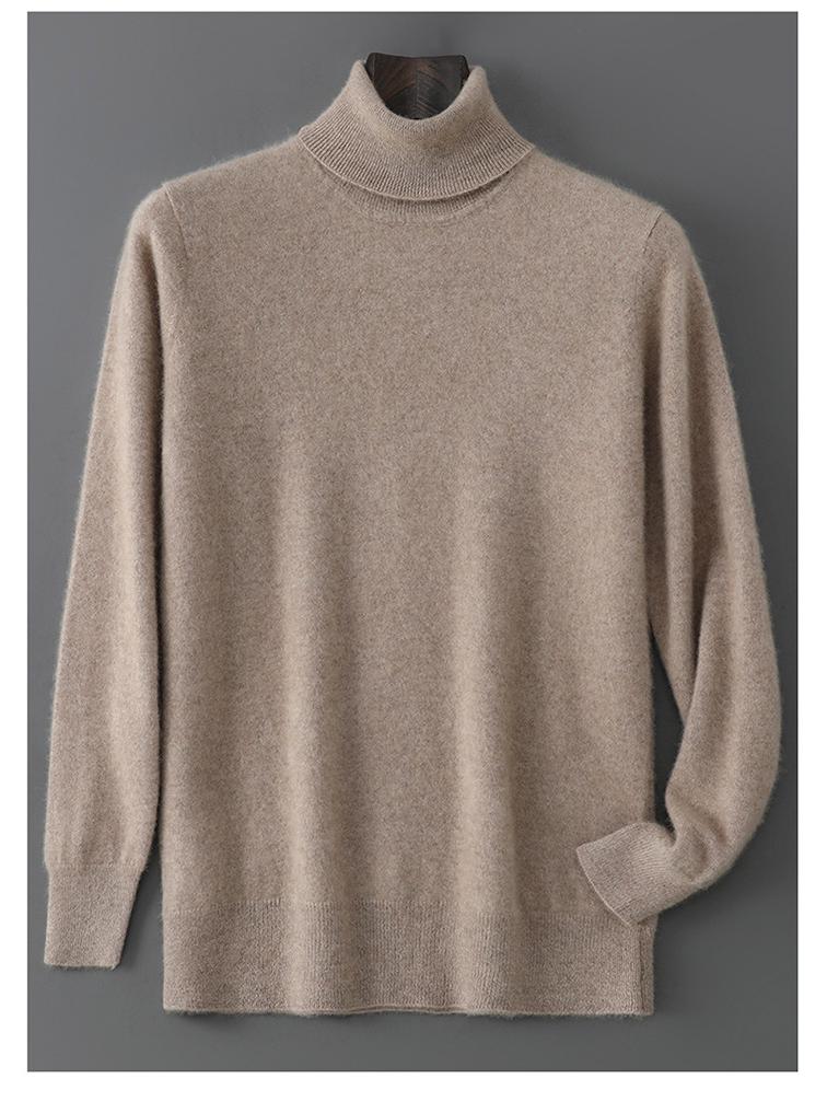 100% Pure Wool Men's High Neck Loose Knit Cashmere Sweater - Autumn/Winter Pullover Sweater
