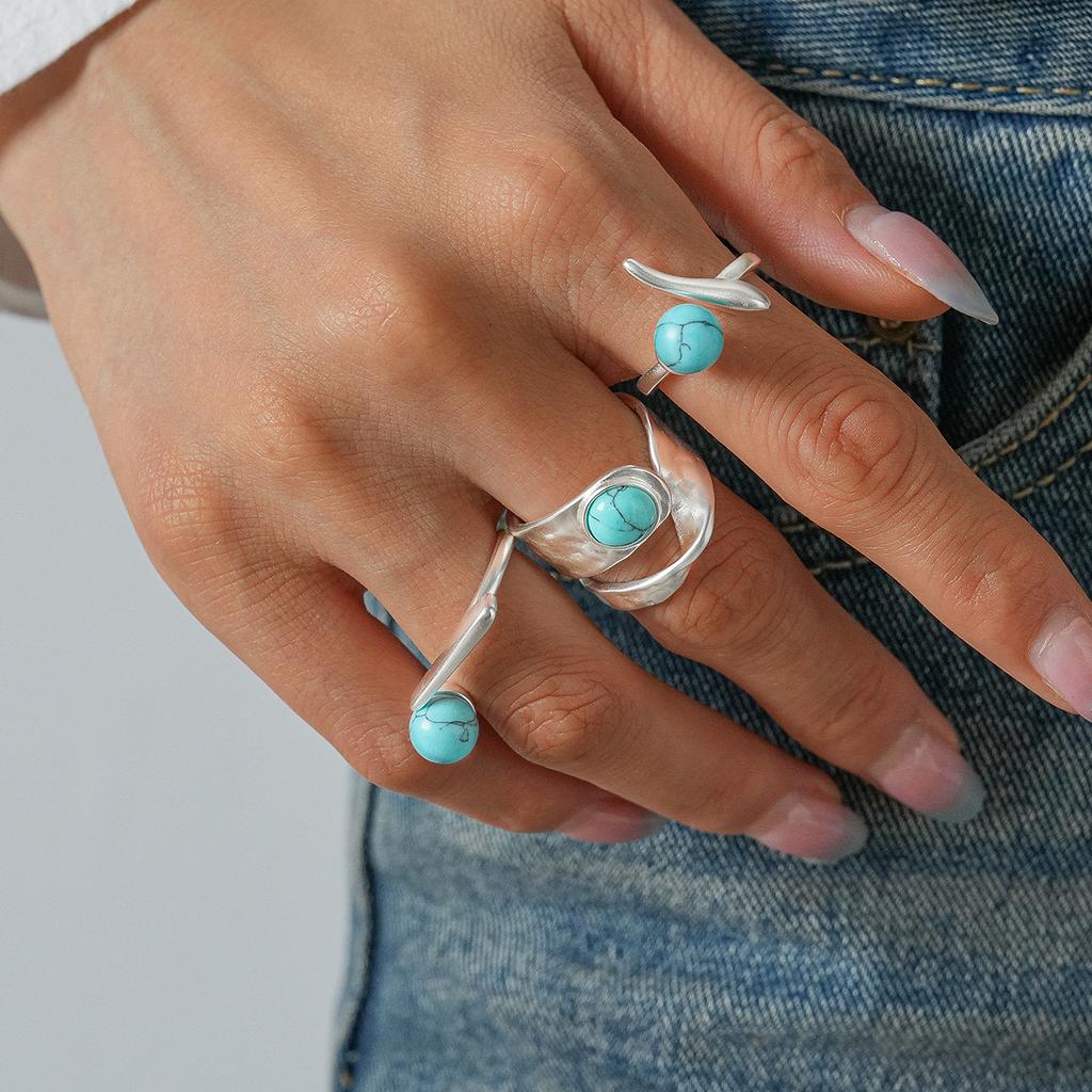 European and American irregular round double-layer open ring cold wind personality simple niche jewelry 