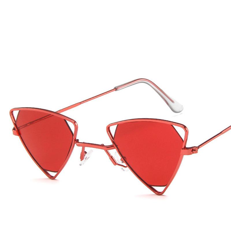 Retro Alloy Triangle Punk Sunglasses Men Hollow Eyewear Candy Colors Gradient Gothic Sun Glasses For Women Openwork Metal Frame