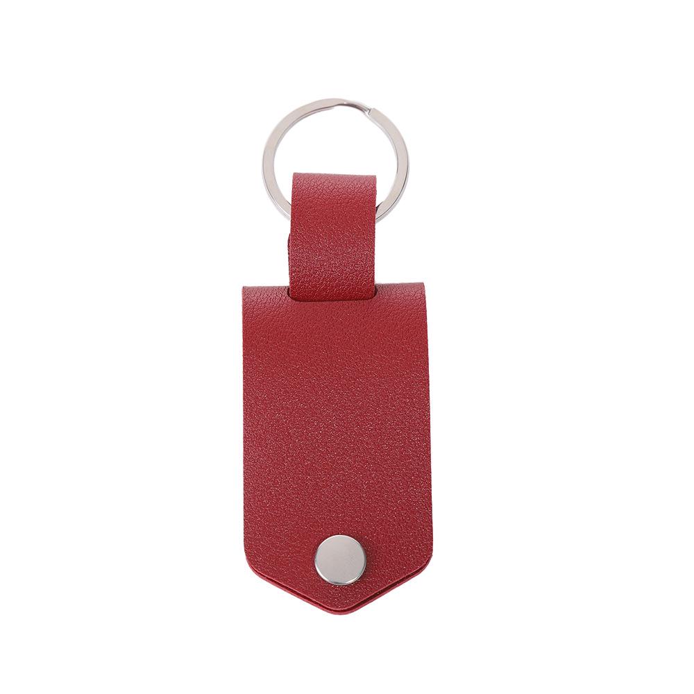 Vintage Leather Keychain with Stainless Steel Pendant