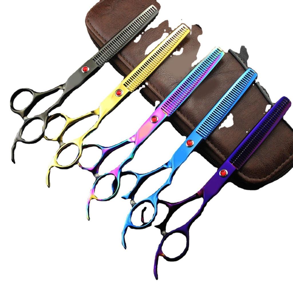 6.5-Inch Color Electroplated Pet Grooming Thinning Shears - 5 Colors