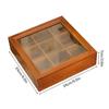 Jewelry Storage Box 9-compartment Wooden Storage Box with Acrylic Lid Rock Collection Organizer Retro Jewelry Small Collectibles