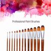 13pcs Professional Art Paint Brushes Set Long Wooden Handle Nylon Hair Paintbrush for Acrylic Oil Watercolor Gouache