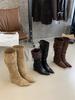 Dong Life Has the Same Inner Height Increase of 25 New Knee Boots, Foldable Two-wear Pointed Boots, Pleated Stacked Boots