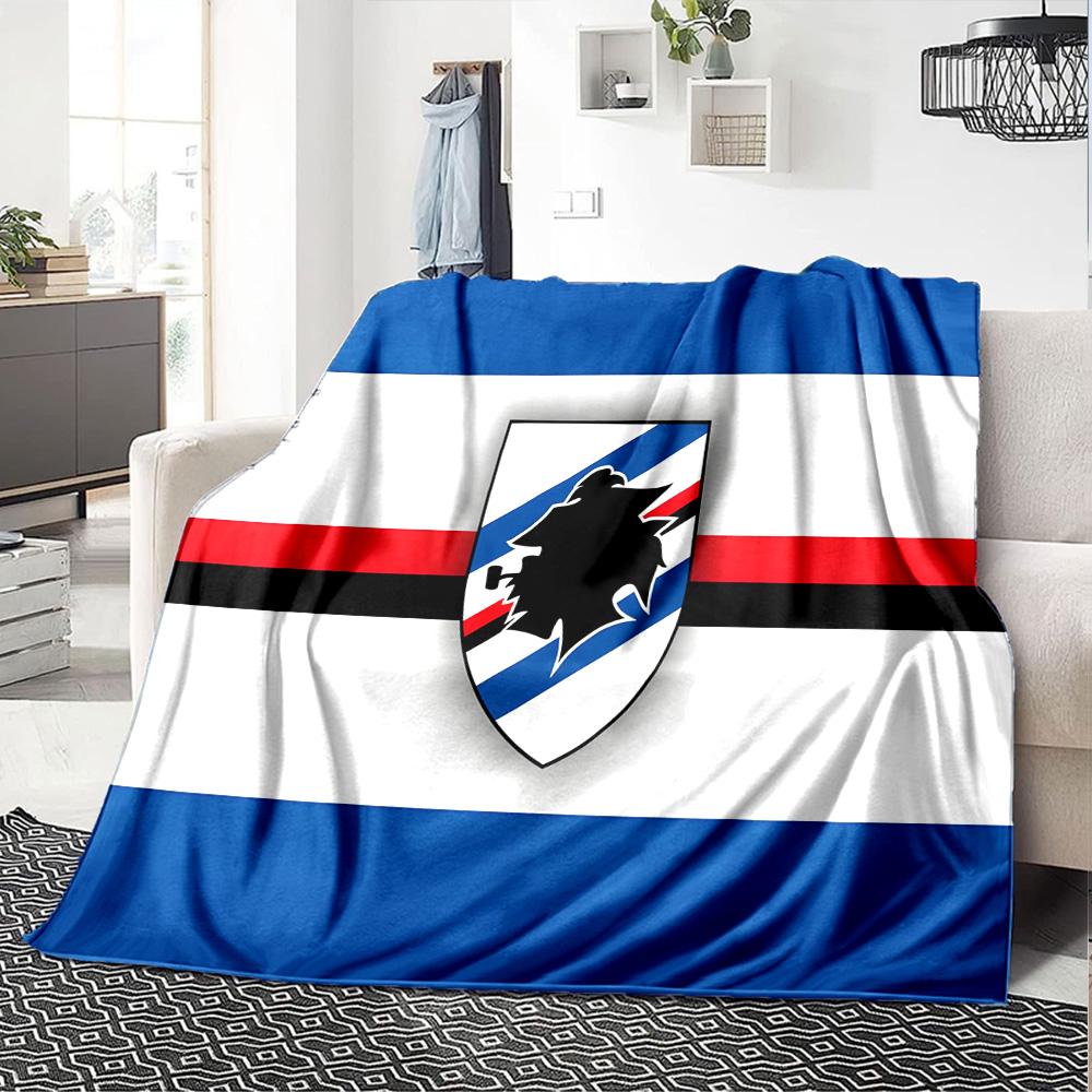 Sam-pdoria Team Crest Design Flannel Blanket, Soft Polyester, Modern Design, All-Season for Camping, Travel, Gifts for holidays or birthdays