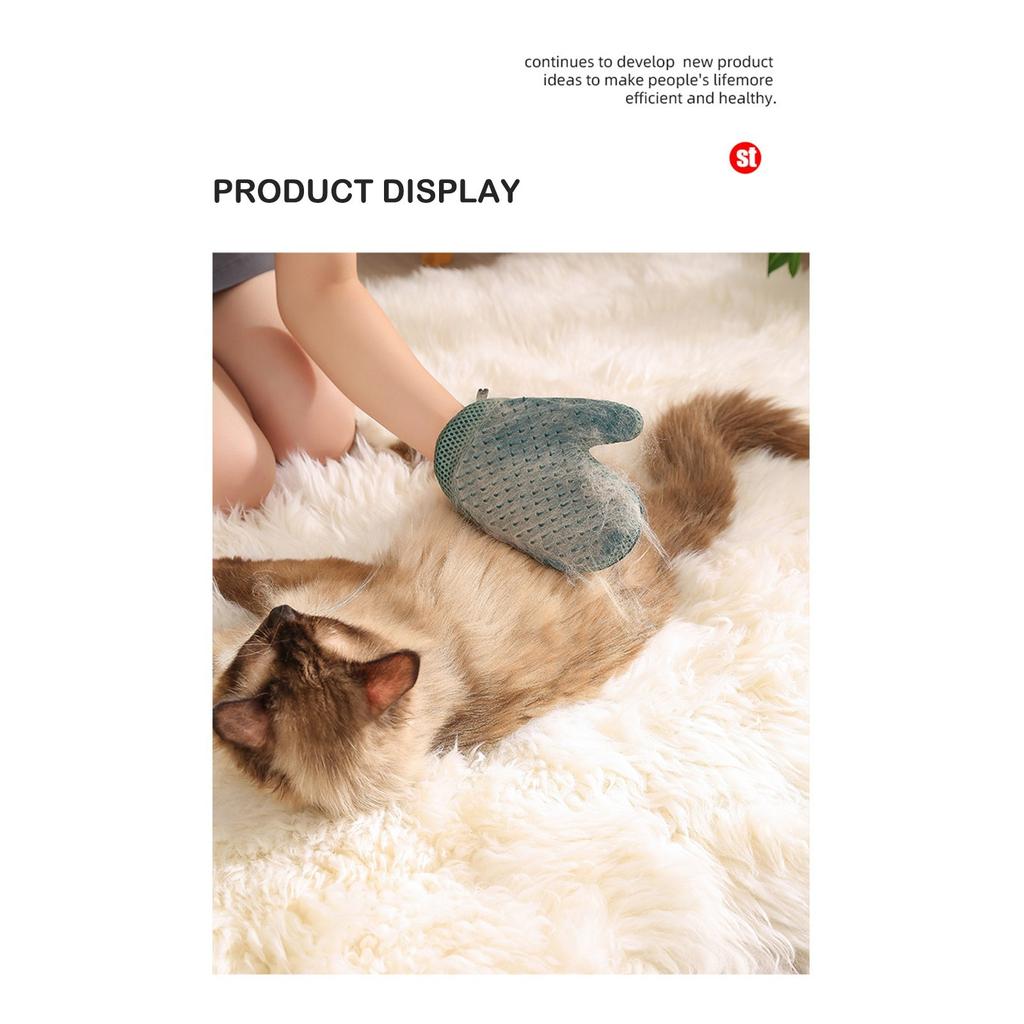 Pet Grooming Glove & Hair Remover Tool Multi-Purpose Deshedding Brush For Cats Dogs & Carpet