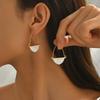 Light Luxury Style Earrings for Women Versatile High-end Fan-shaped Pearl Inlay Mother-of-pearl Design Stud Earrings Niche Fashion Ear Jewelry