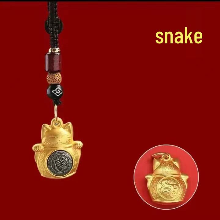 Zodiac Dragon, Horse & Monkey Keychain: Lucky Cat Spinner Charm