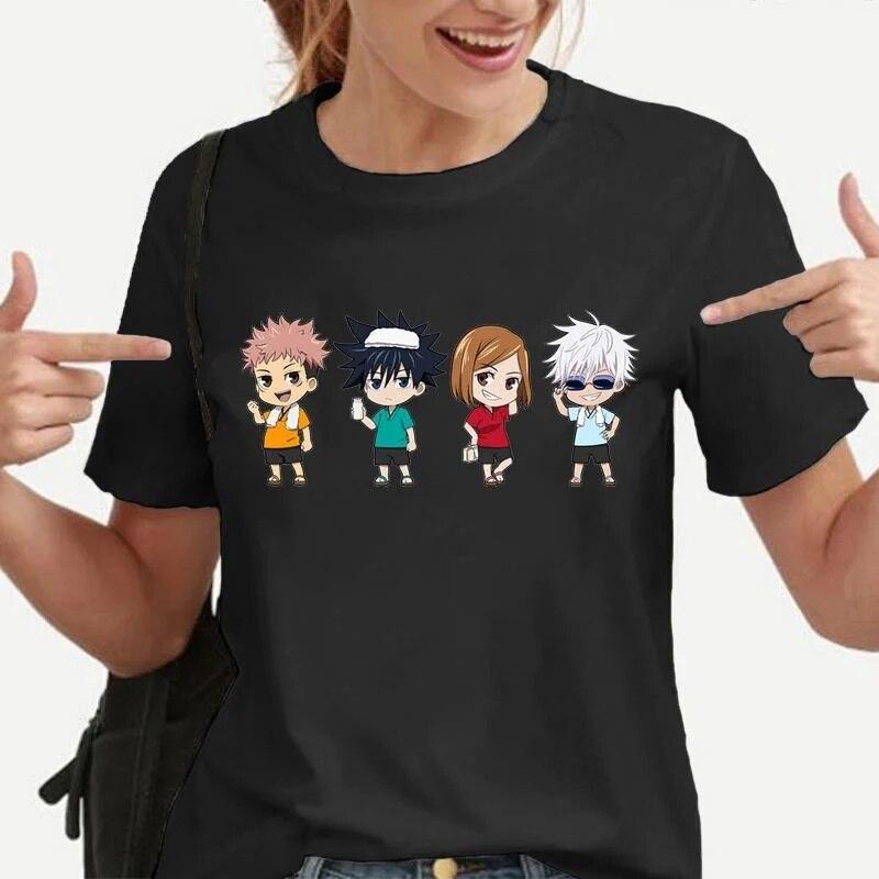 Funny Cartoon Character Graphic T Shirt Women Fashion Crew Neck Loose Short Sleeve Streetwear Casual Anime Harajuku Tees