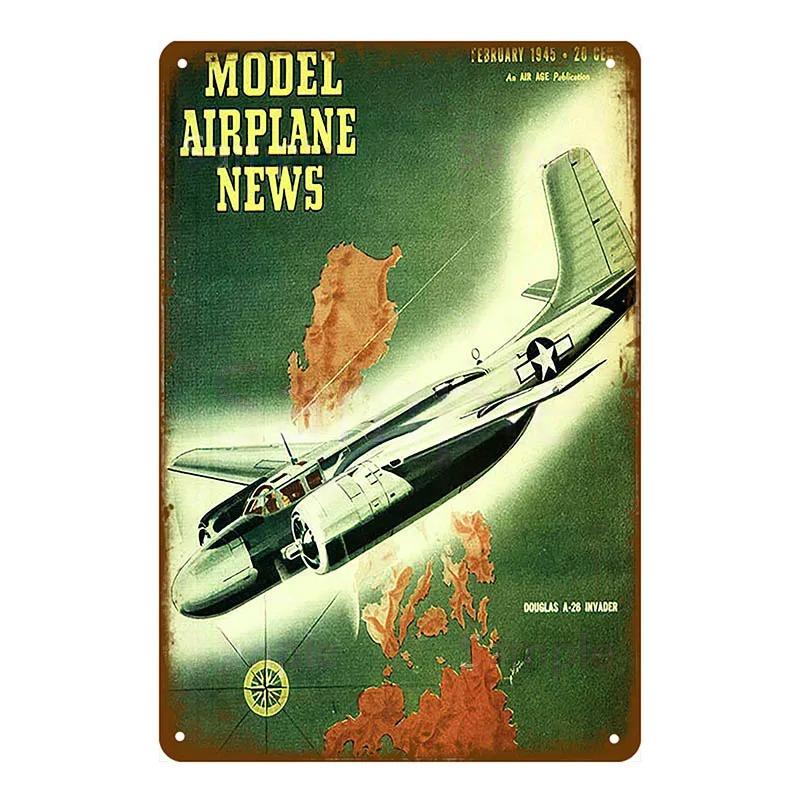 Vintage Airplane Metal Signs Fighter Jet Plane Posters Retro Aircraft Plate Metal Plaque Painting Living Room Home Wall Decor