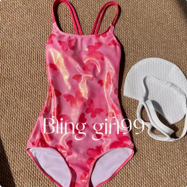 Butterfly Powder  racing swimsuit one-piece triangular swimming pool special training wear M
