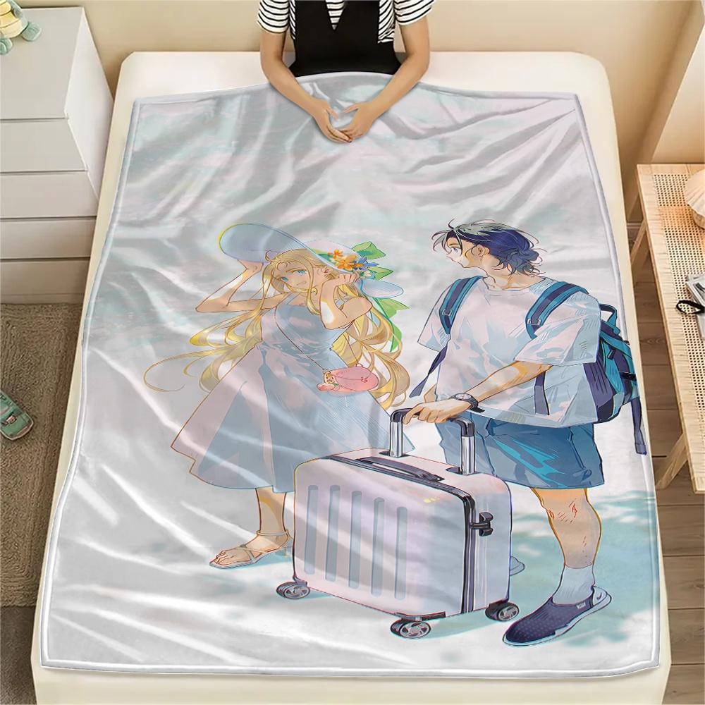 1PC Summer time Rendering Print Flannel Blanket, High quality All Seasons, Home Decor, Warmth and Comfort, Perfect for Christmas Gifts