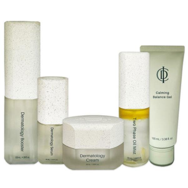 Incellderm 5-dels basissett (Dermatology First Booster + Serum + Aktiv Krem + Beroligende Balanse Gel + Oljespray)