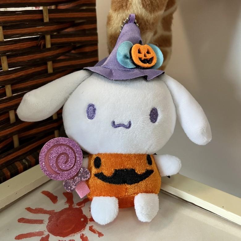 Sanrio Halloween Pumpkin Candy Lollipop Plush Keychain With Hello Kitty Cute Hanging Decor For Girls Cinnamon