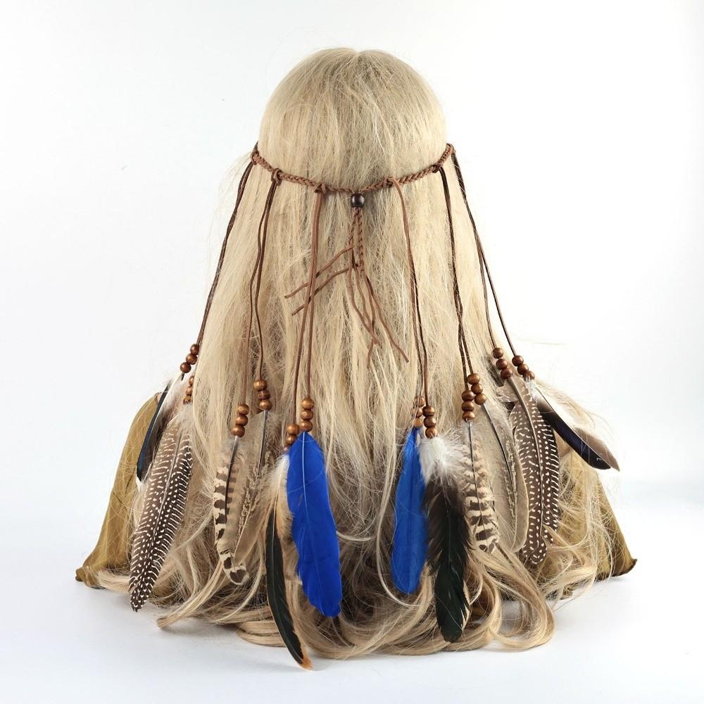 Hand Woven Feather Tassel Headband Vintage Indian Headband New Bohemian Headband  Beach Styling