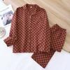 2025 Nuovo Set Pigiama da Donna Primavera e Autunno Cotone Intero Maniche Lunghe Pantaloni Lunghi Set Due Pezzi Cardigan Abbigliamento da Casa da Donna