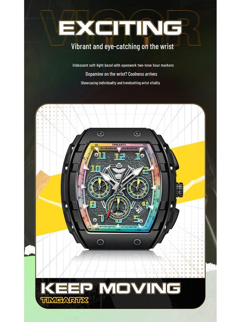 TIMEARTX Herren Multifunktions-Quarz-Uhr: Leuchtendes, Wasserdichtes Silikonarmband Modeaccessoire