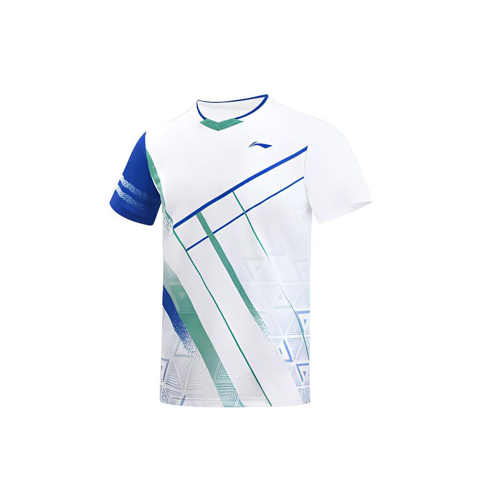 Li-Ning Badminton Quick-Dry Training Competition Short-Sleeve T-Shirt Men Tops White AAYS071-1