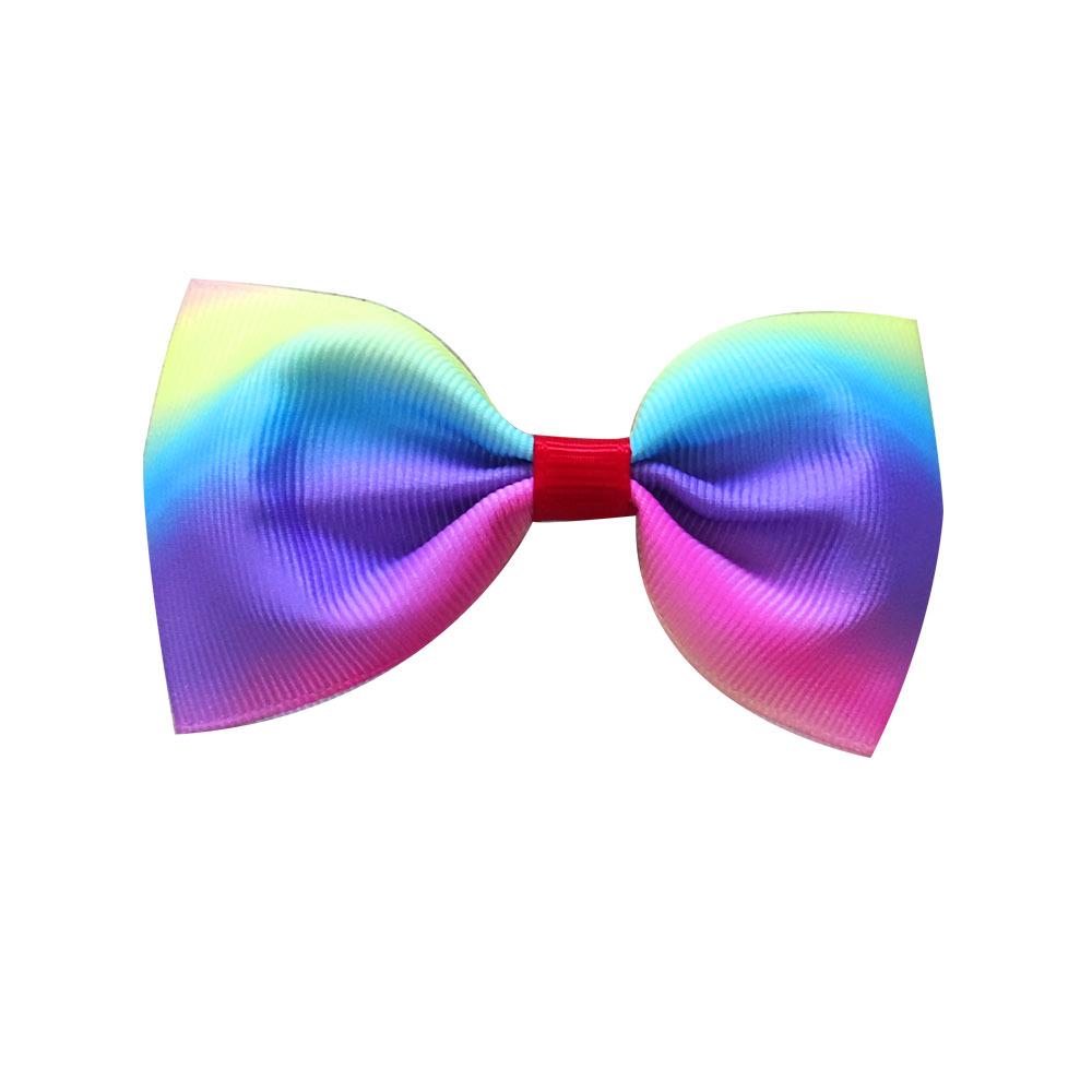 Gradient Rainbow Multicolor Bow Hair Tie & Clip for Girls and Babies