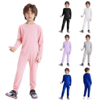Īpašu vajadzību adaptīvs apģērbs Unisex bērnu kokvilnas kombinezons ar apaļu kakla izgriezumu, garām piedurknēm un rāvējslēdzēju aizmugurē
