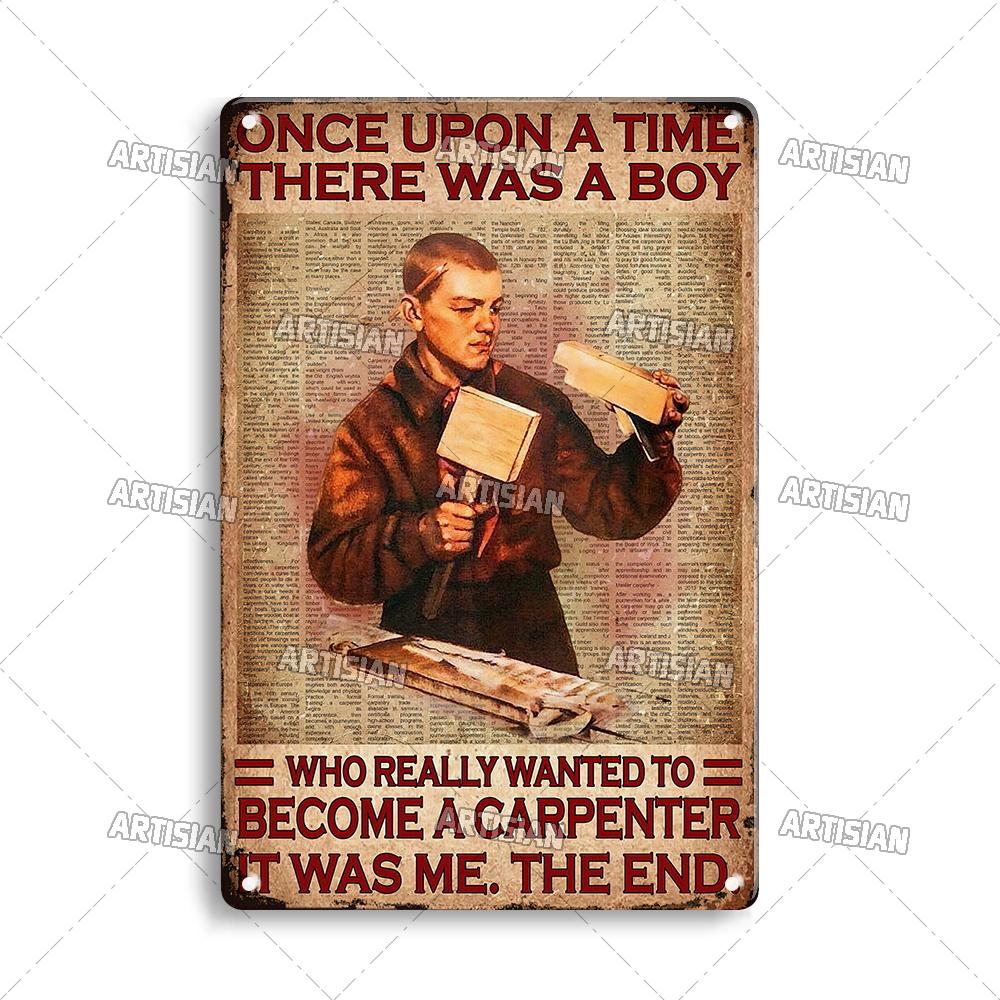 Ремесленник Плотник Металлическая Табличка Деревообработчик Жестяной Постер Плотницкое Дело Декоративная Тарелка Работа Настенный Декор Гараж Бар Паб Клуб Отель Кафе 20x30cm（7.8x11.8inch）