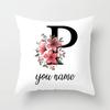 Personalized Name Flower Letter Pillow Case Alphabet Print White Square Pillow Case Dust Cover Bedroom Party Decoration