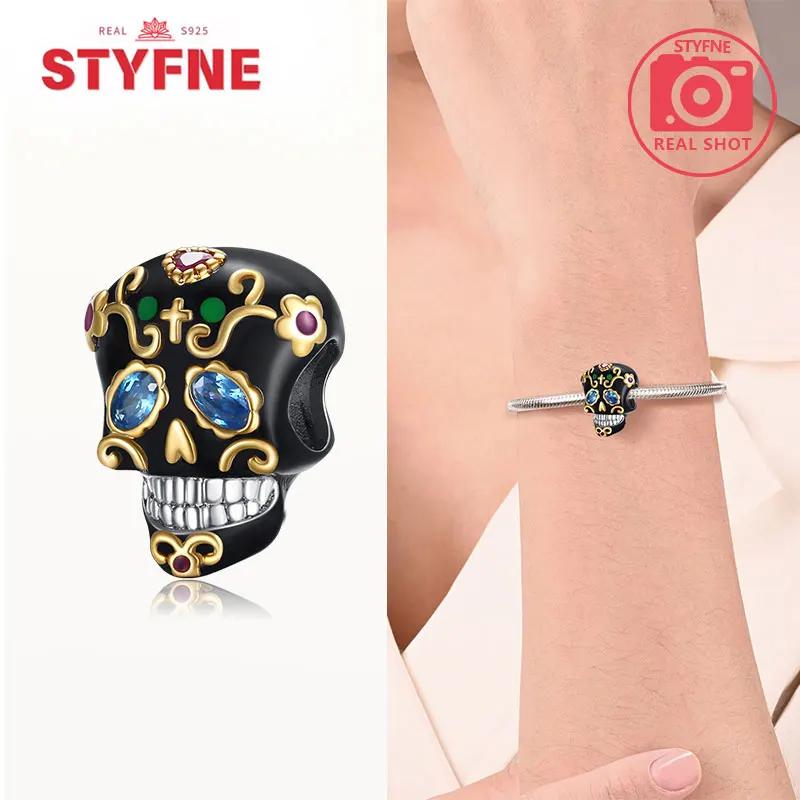 Genuine copper Luminous Halloween Charm Bead Charms Zombie Skeleton Dangle Bead Compatible With Authentic Bracelets Do It Yourself Fine Jewellery Gift