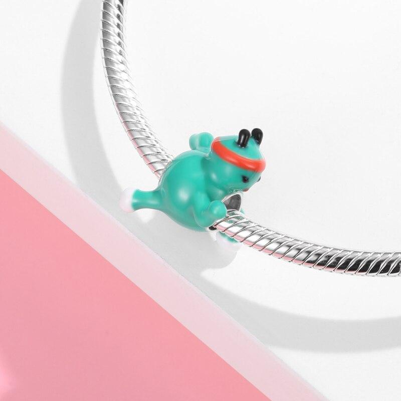 Argent Sterling 925 Série Zoo Mignon Émail Girafe Lion Breloques DIY Adaptées Pendentif Bracelet Pour Femmes Fabrication de Bijoux