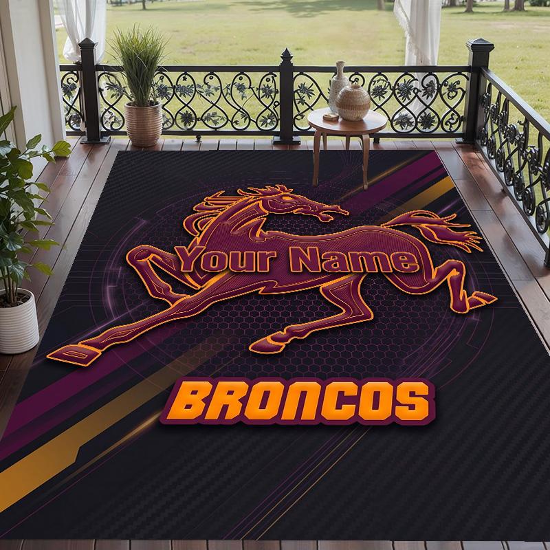 Custom Text Printed Rug Brisbane Broncos Non Slip Floor Carpet For Home Room Decor