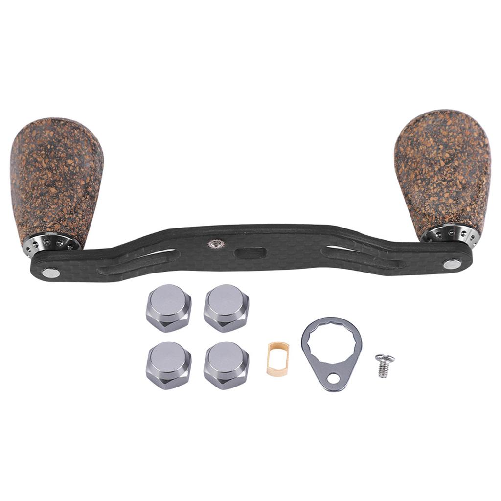 Fishing Reel Handle Wood Knob Carbon Fiber Frame with Fittings Replacement Parts