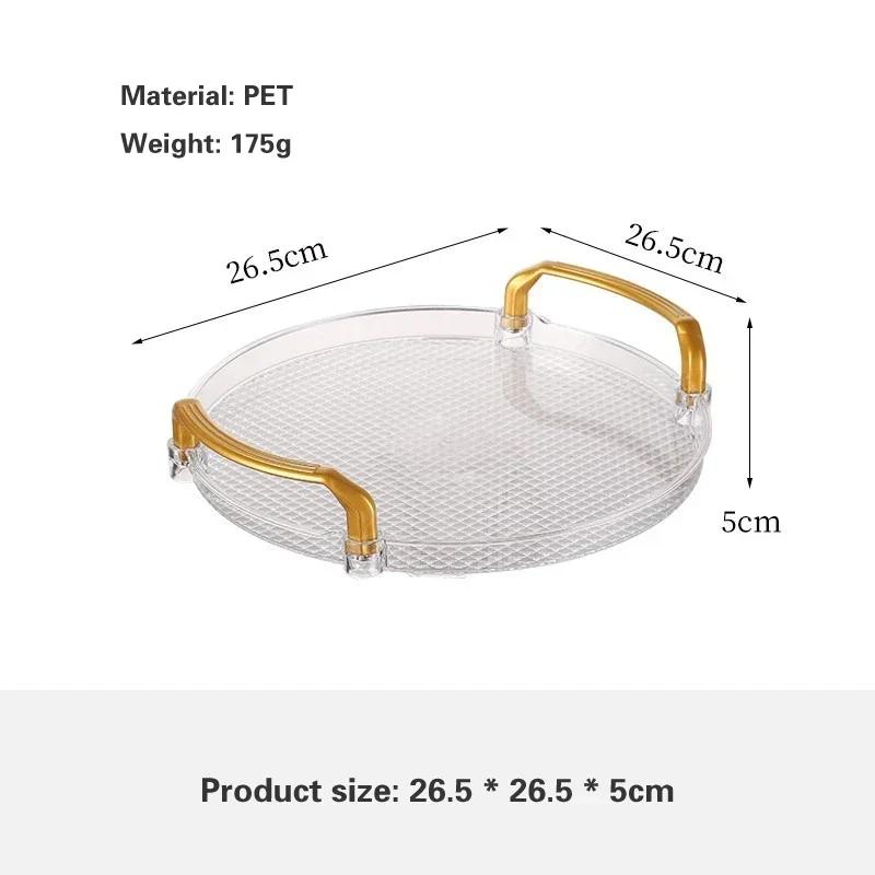 Household Tea Cups, Water Cups, Plastic Tea Trays Nordic Fruit Plate Commercial Storage Tray PET Light Luxury Circular Tray