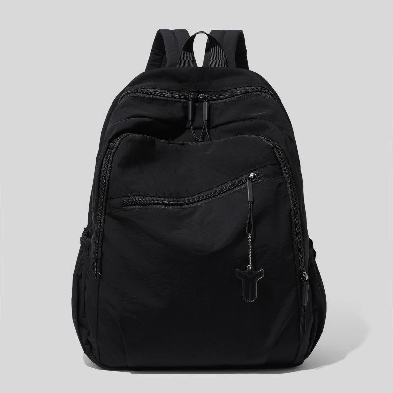 Solid color soft and lightweight pure fabric nylon backpack casual commuting light waterproof Oxford cloth backpack schoolbag women