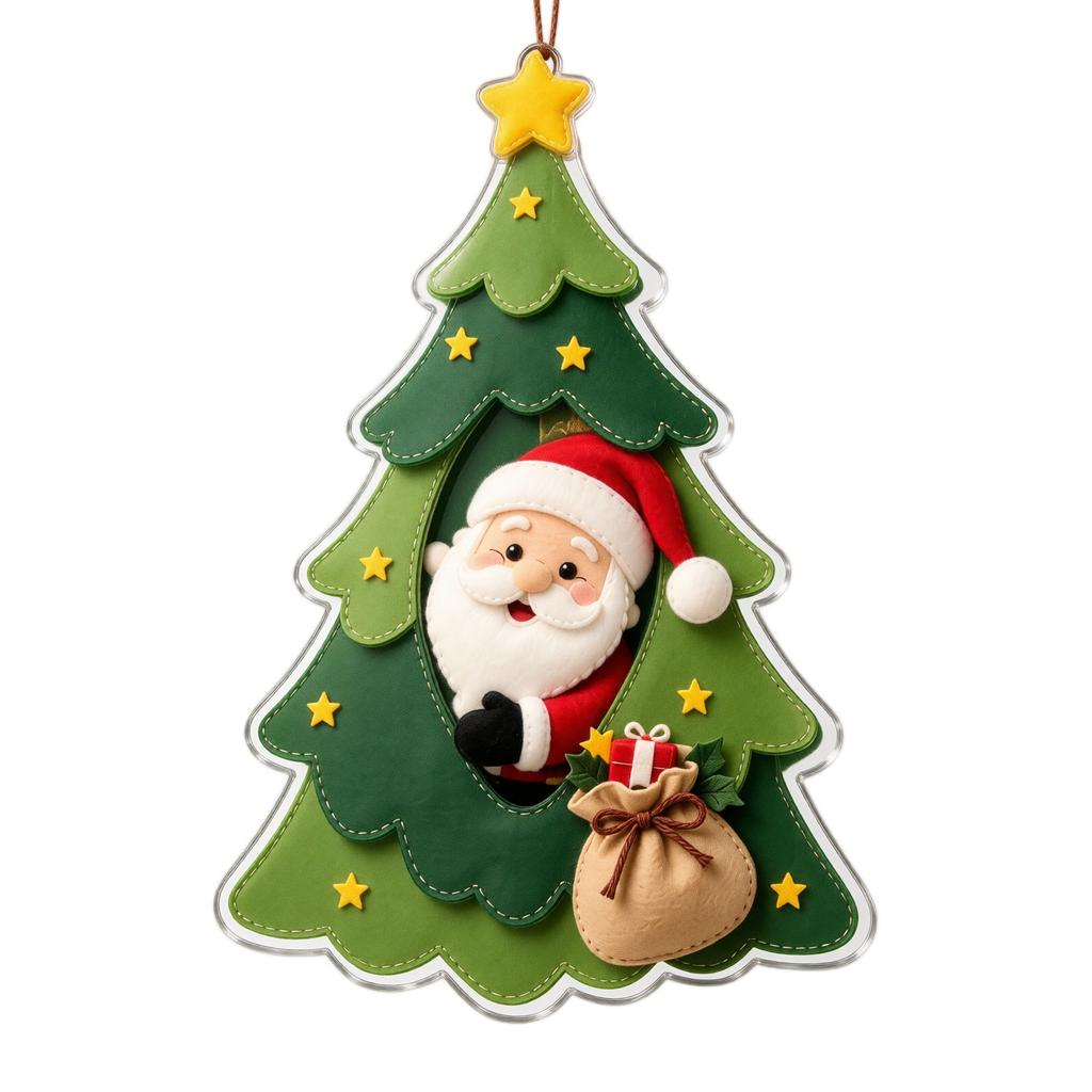 2D Acrylic Hanging Ornament with Snowman, Santa and Designs, Christmas Holiday Door Handle Hanging Decoration for Home