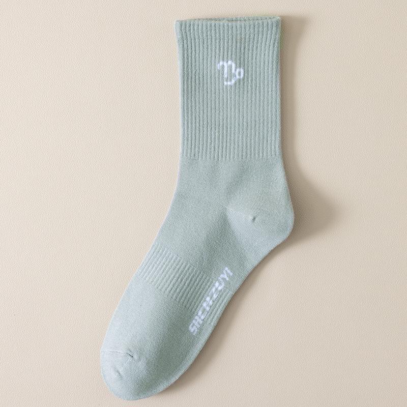 Chaussettes en coton hautement élastiques Douze Constellations: Tube moyen pour hommes et femmes pour sports légers, automne et hiver.