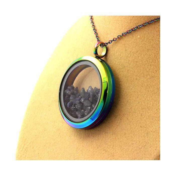 Pierres et Minéraux. Collier Saphir brut. Modèle multicolore.