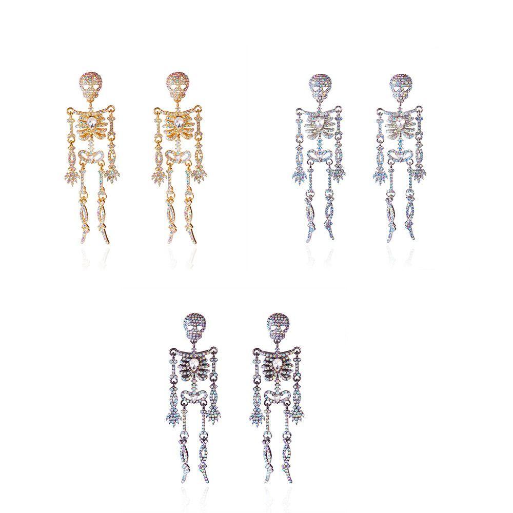 Punk Style Skeleton Pendant Earrings Shiny Halloween Party Jewelry  Festival Jewelry