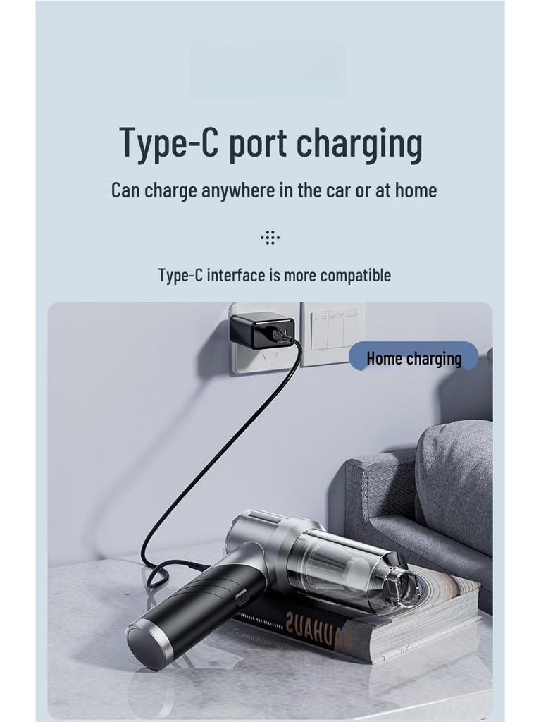 Three-Speed Wireless Car Vacuum Cleaner with High Suction and Power Display