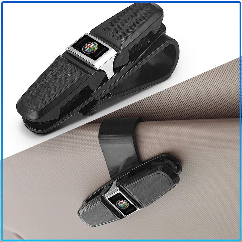 1pcs Car Sun Visor Glasses Box Universal Sunglasses Clip Card For Alfa Romeo 147 159 156 Giulietta Giulia Mito Spider Alpha Nheadrest