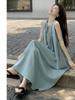 French Sleeveless Vest Dress Women's Summer 2026 New Solid Color Vacation Style Fashion Loose Knee Length Skirt